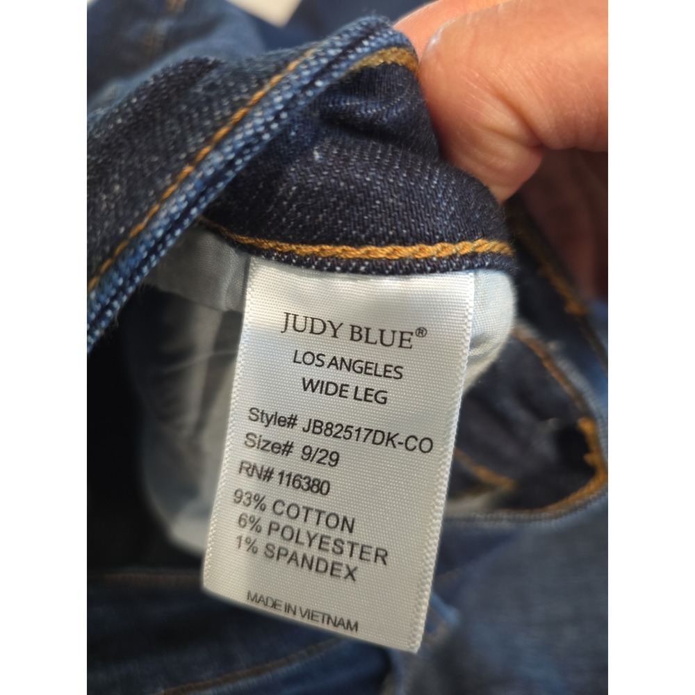 Judy Blue Dark Wash High Rise Wide Leg Denim Jeans 5-Pocket, Women's 9/29 - Picture 9 of 13
